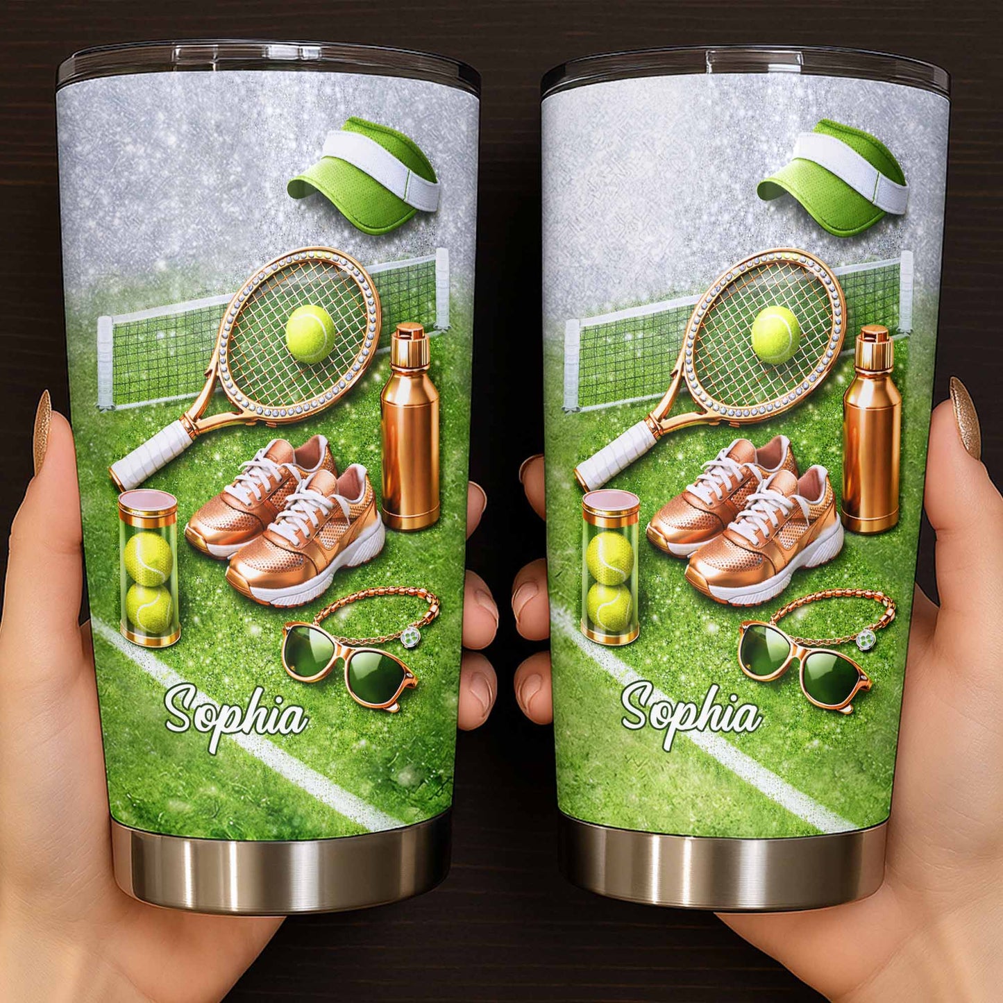 Ready For The Court Tennis Essentials With Racket And Sneakers - Personalized Custom Stainless Steel Tumbler 20oz 30oz - SPORT086_TB