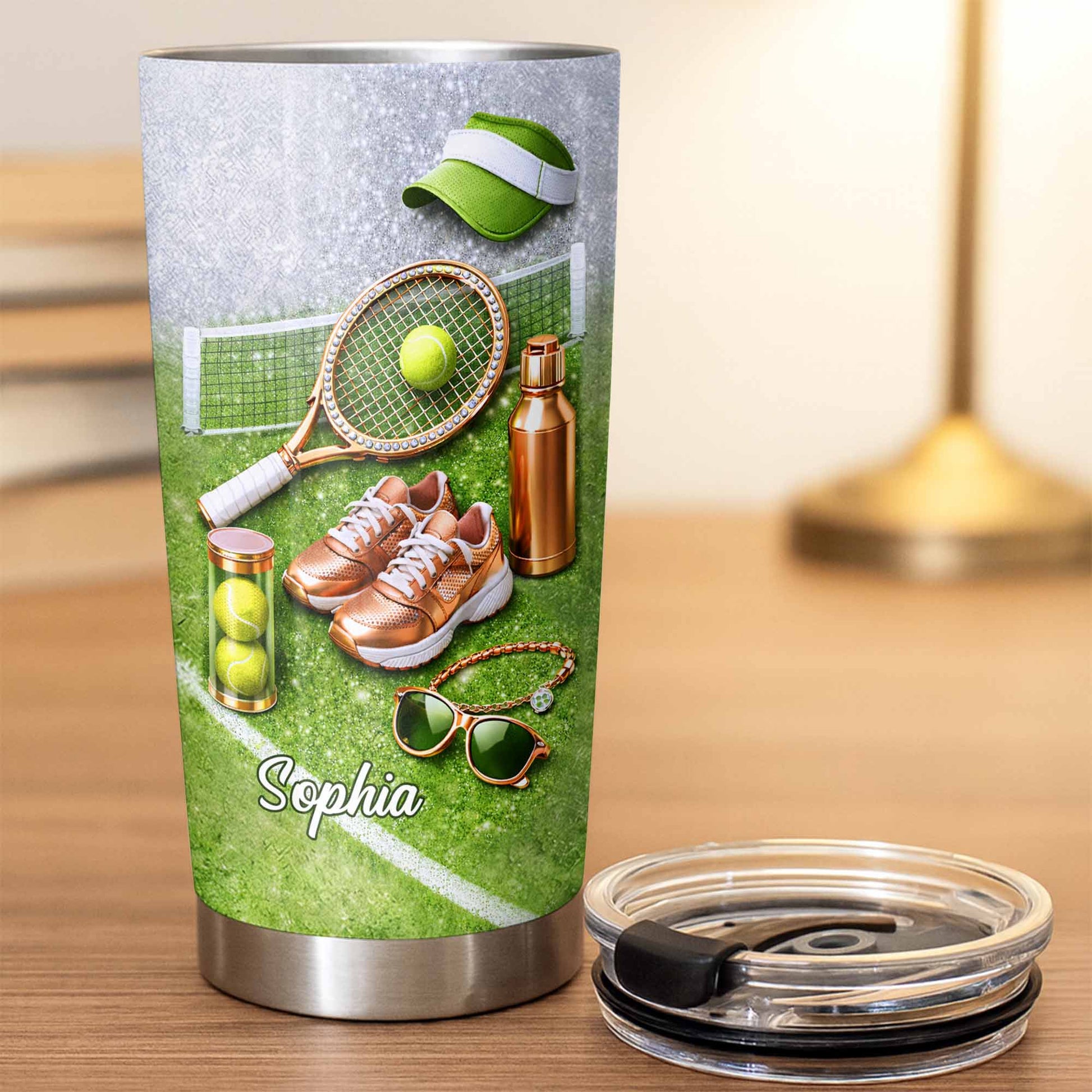 Ready For The Court Tennis Essentials With Racket And Sneakers - Personalized Custom Stainless Steel Tumbler 20oz 30oz - SPORT086_TB