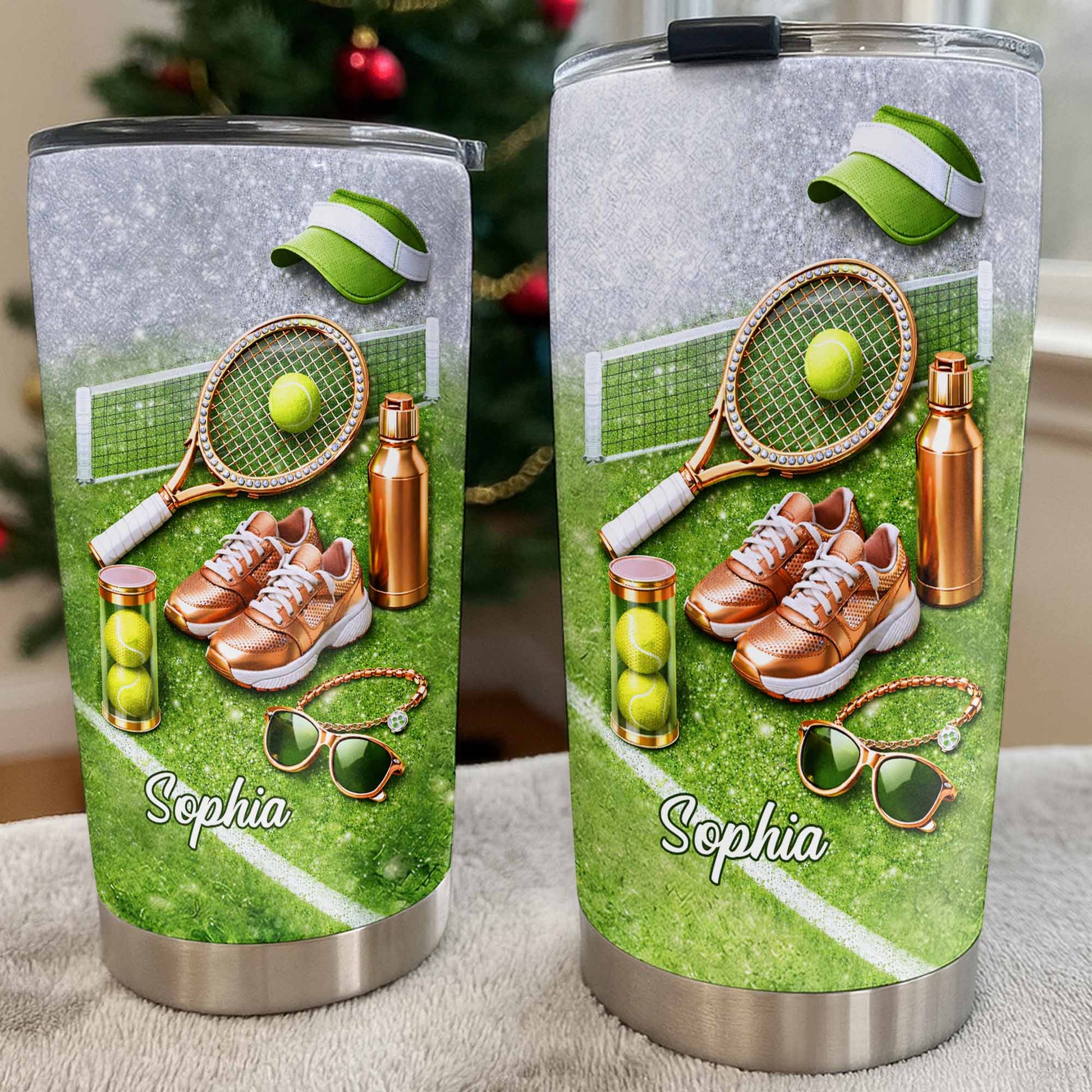 Ready For The Court Tennis Essentials With Racket And Sneakers - Personalized Custom Stainless Steel Tumbler 20oz 30oz - SPORT086_TB