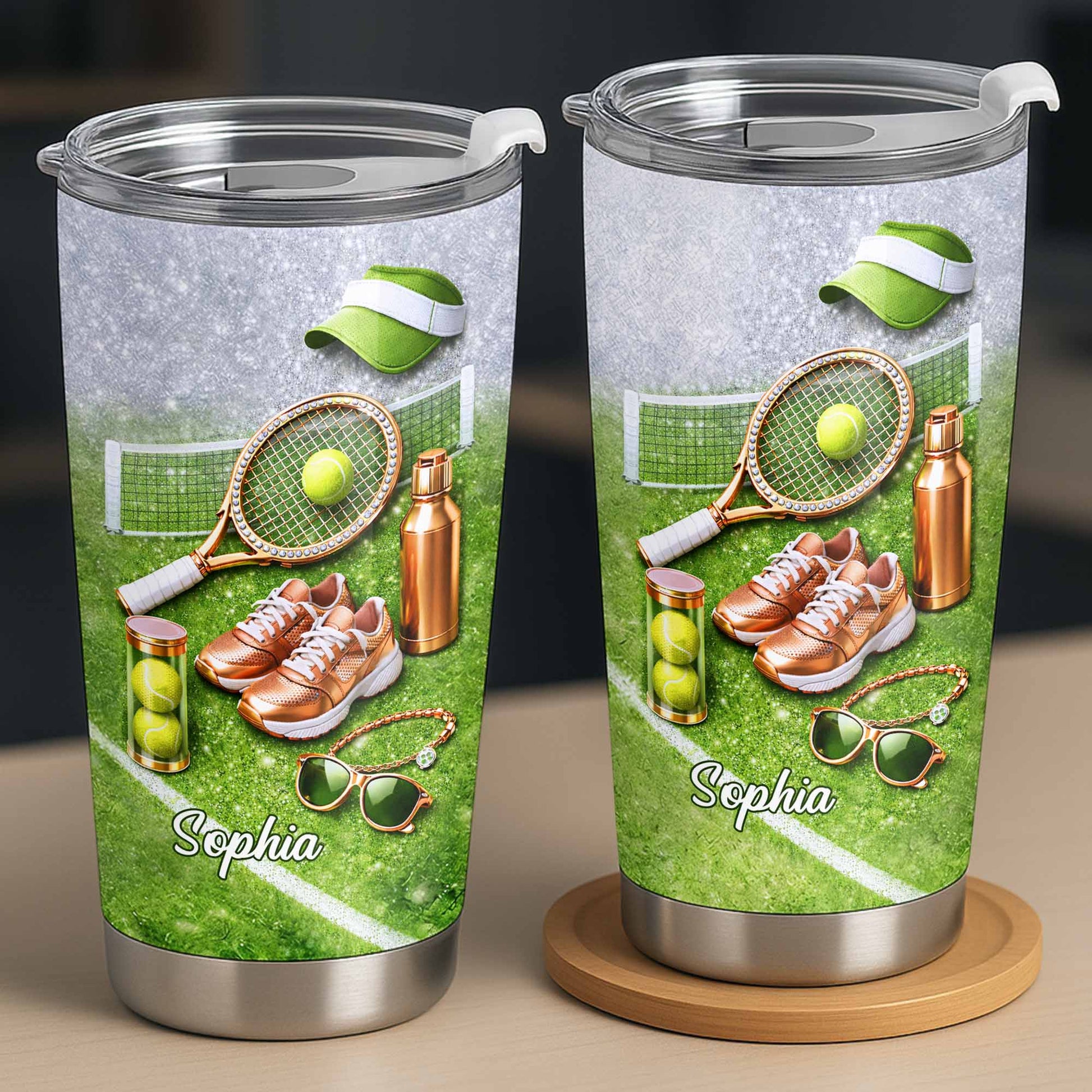 Ready For The Court Tennis Essentials With Racket And Sneakers - Personalized Custom Stainless Steel Tumbler 20oz 30oz - SPORT086_TB