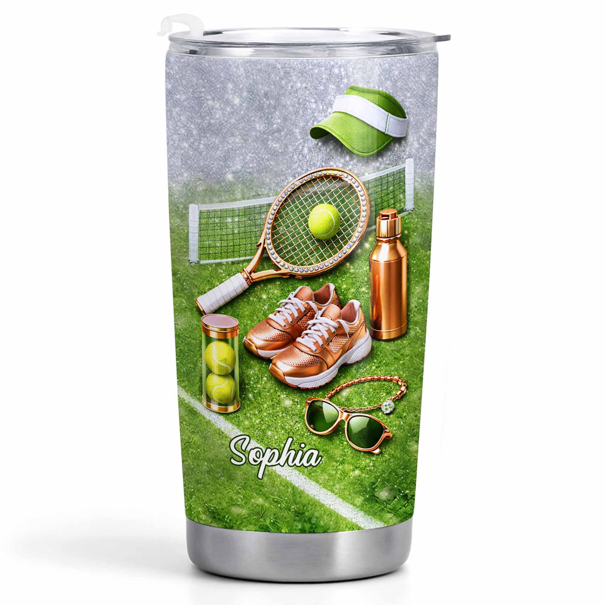 Ready For The Court Tennis Essentials With Racket And Sneakers - Personalized Custom Stainless Steel Tumbler 20oz 30oz - SPORT086_TB