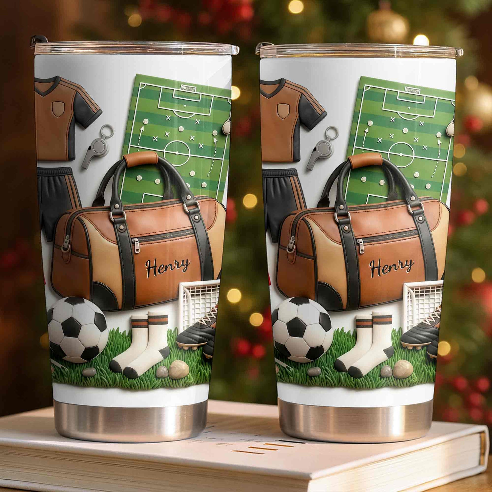 Soccer Passion With 3D Inflated Ball And Sports Gear - Personalized Custom Stainless Steel Tumbler 20oz 30oz - SPORT090_TB