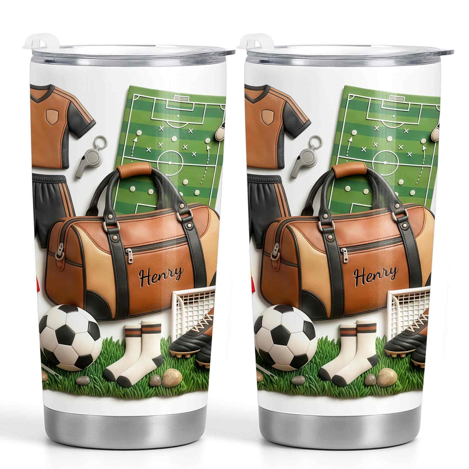 Soccer Passion With 3D Inflated Ball And Sports Gear - Personalized Custom Stainless Steel Tumbler 20oz 30oz - SPORT090_TB