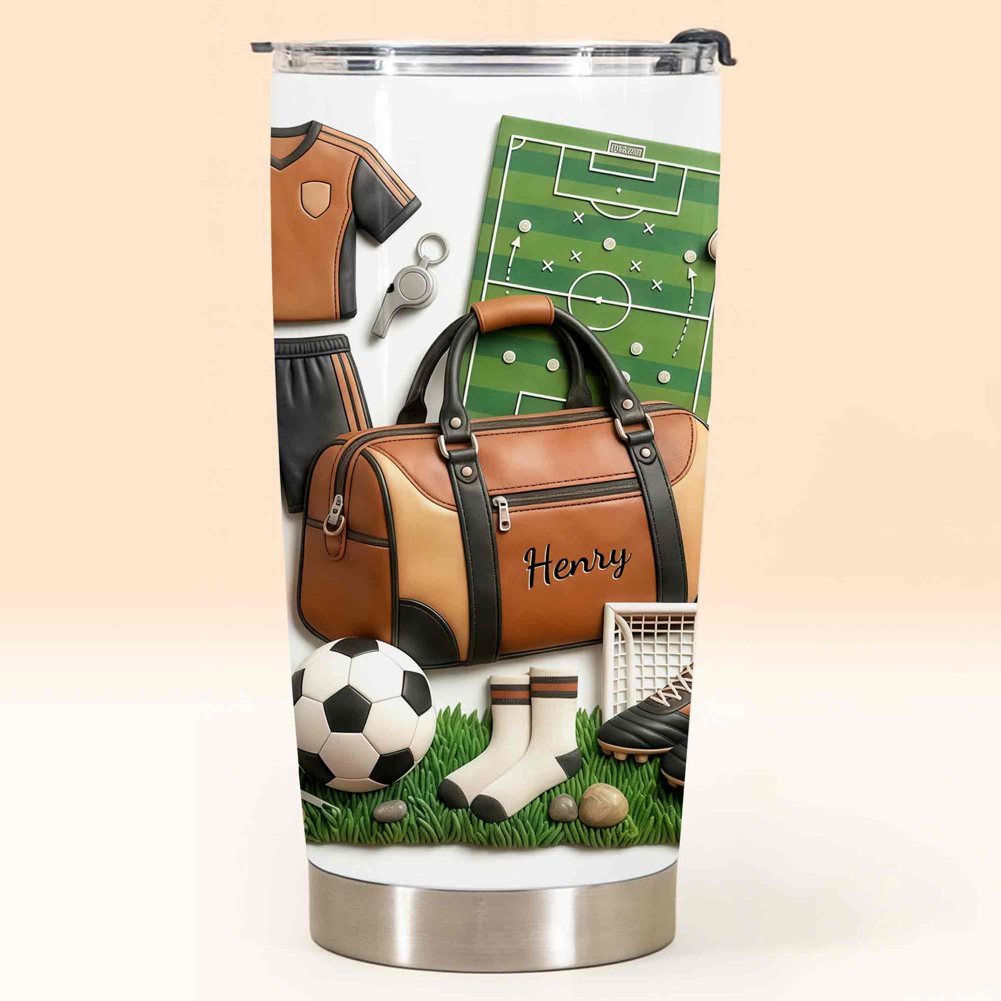 Soccer Passion With 3D Inflated Ball And Sports Gear - Personalized Custom Stainless Steel Tumbler 20oz 30oz - SPORT090_TB