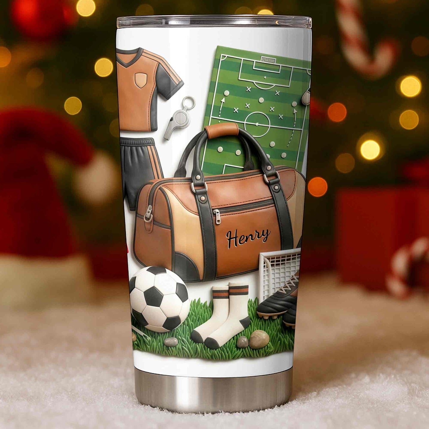 Soccer Passion With 3D Inflated Ball And Sports Gear - Personalized Custom Stainless Steel Tumbler 20oz 30oz - SPORT090_TB