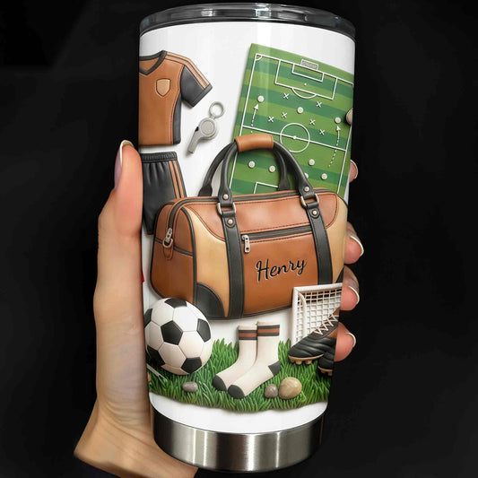 Soccer Passion With 3D Inflated Ball And Sports Gear - Personalized Custom Stainless Steel Tumbler 20oz 30oz - SPORT090_TB