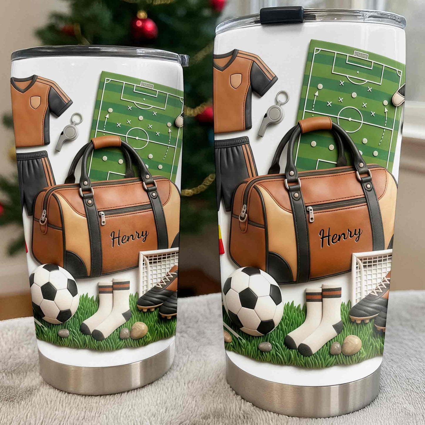 Soccer Passion With 3D Inflated Ball And Sports Gear - Personalized Custom Stainless Steel Tumbler 20oz 30oz - SPORT090_TB