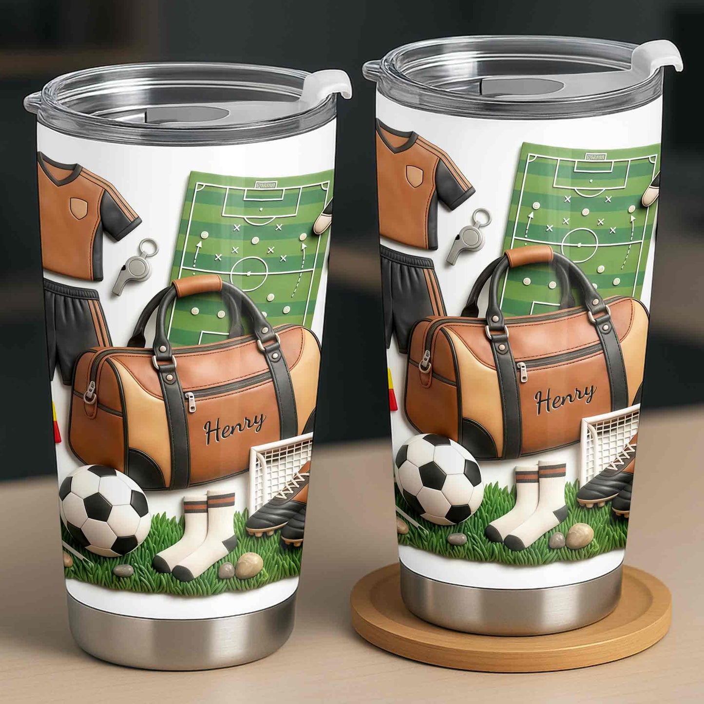 Soccer Passion With 3D Inflated Ball And Sports Gear - Personalized Custom Stainless Steel Tumbler 20oz 30oz - SPORT090_TB