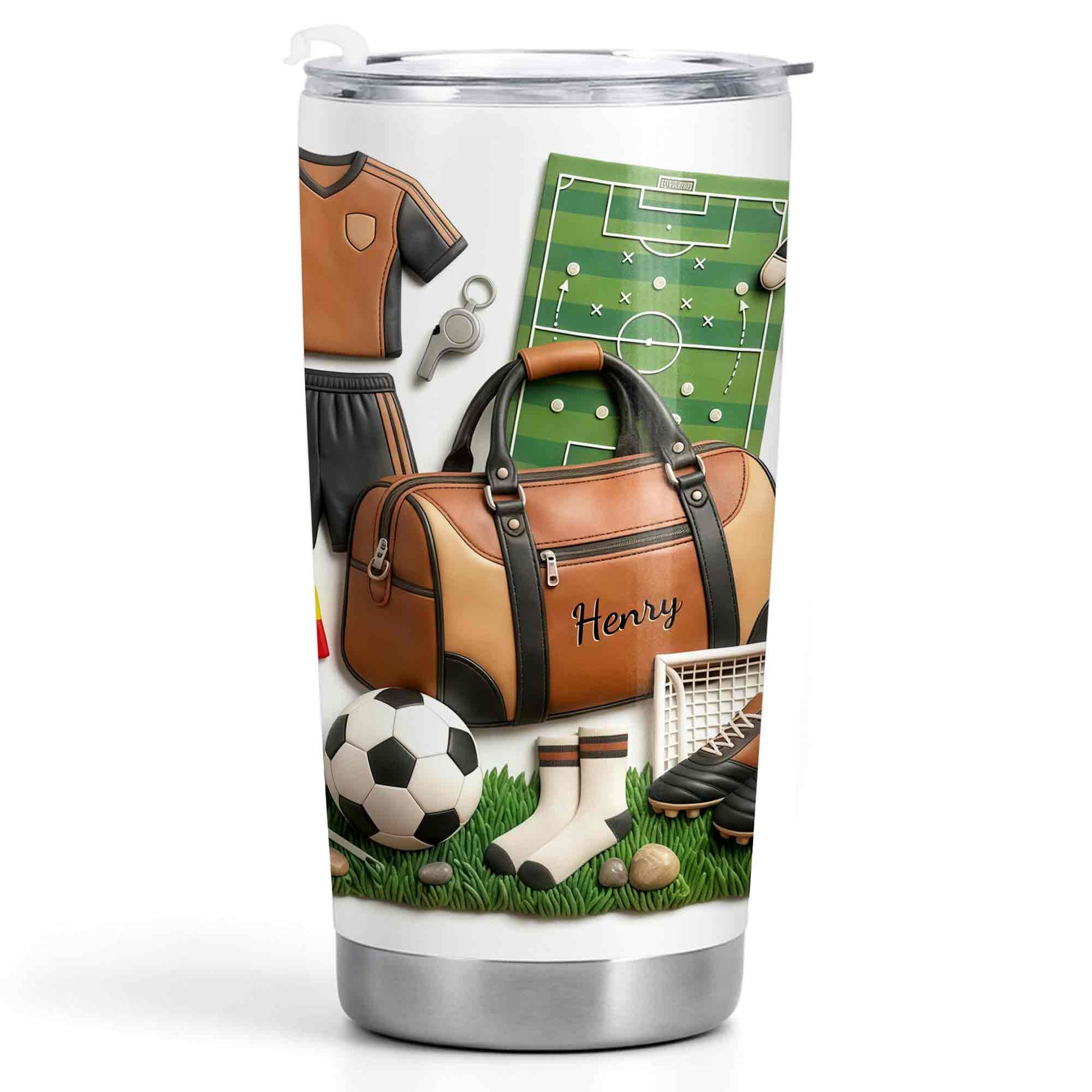 Soccer Passion With 3D Inflated Ball And Sports Gear - Personalized Custom Stainless Steel Tumbler 20oz 30oz - SPORT090_TB