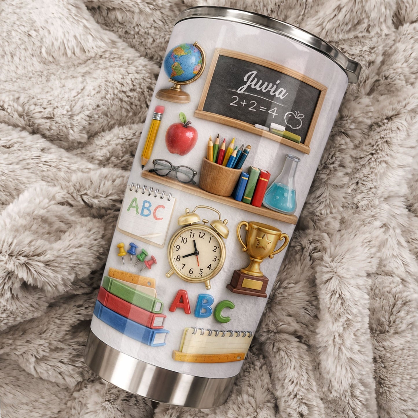 ABC School Supplies And Chalkboard Custom Teacher Gift - Personalized Custom Stainless Steel Tumbler 20oz 30oz - TEACH071_TB