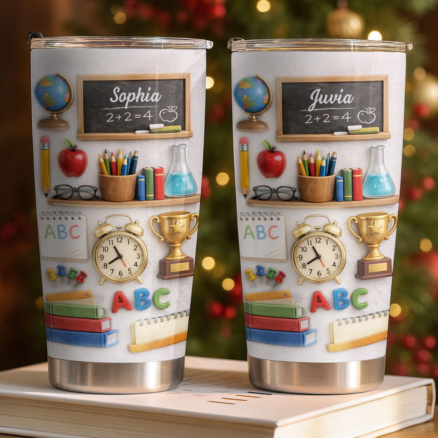 ABC School Supplies And Chalkboard Custom Teacher Gift - Personalized Custom Stainless Steel Tumbler 20oz 30oz - TEACH071_TB