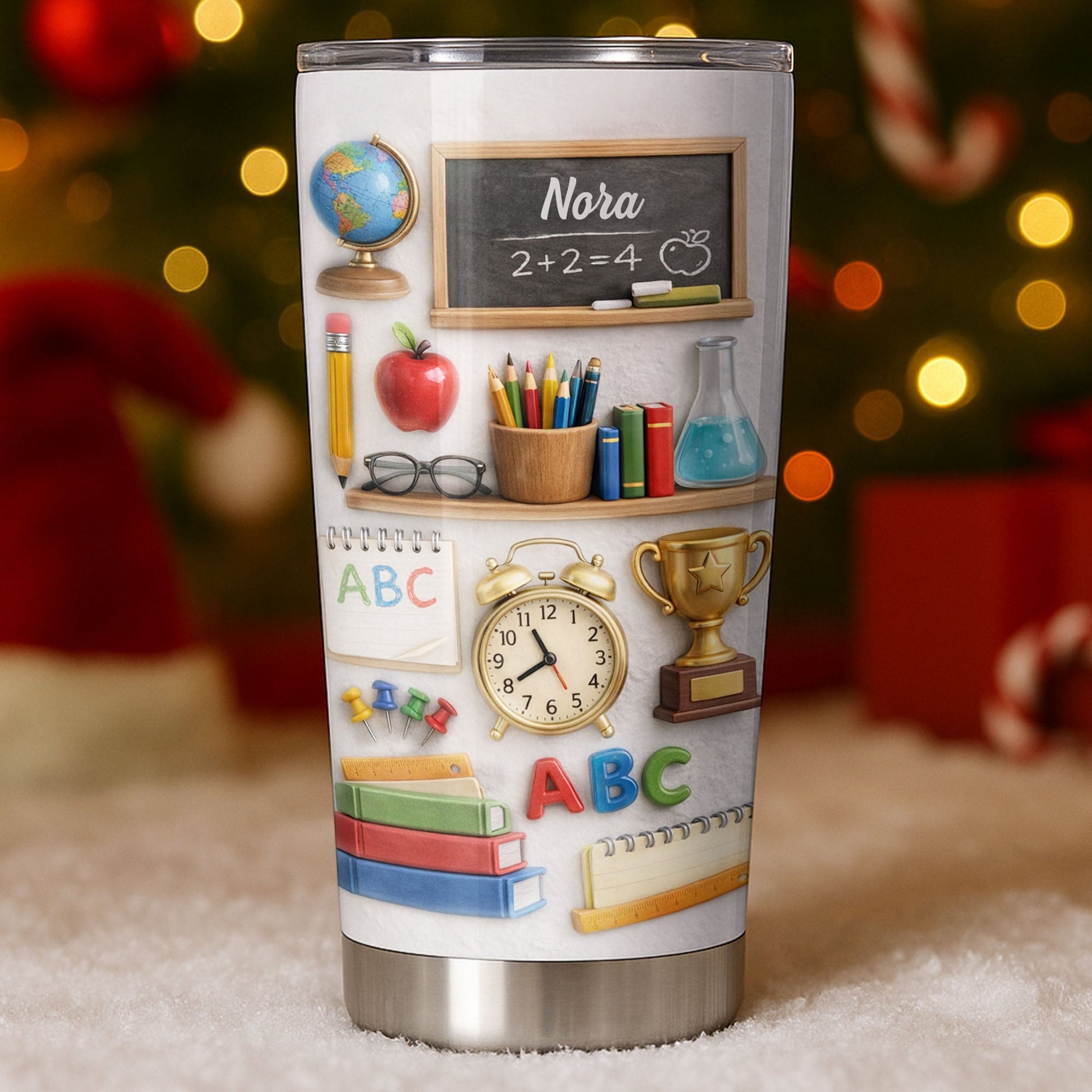 ABC School Supplies And Chalkboard Custom Teacher Gift - Personalized Custom Stainless Steel Tumbler 20oz 30oz - TEACH071_TB