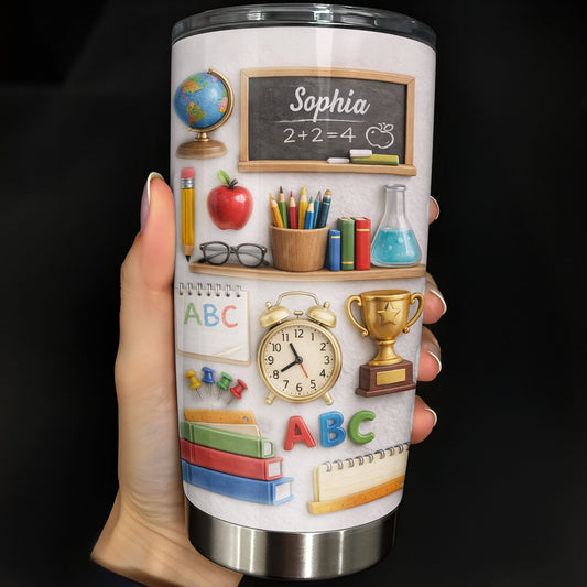 ABC School Supplies And Chalkboard Custom Teacher Gift - Personalized Custom Stainless Steel Tumbler 20oz 30oz - TEACH071_TB