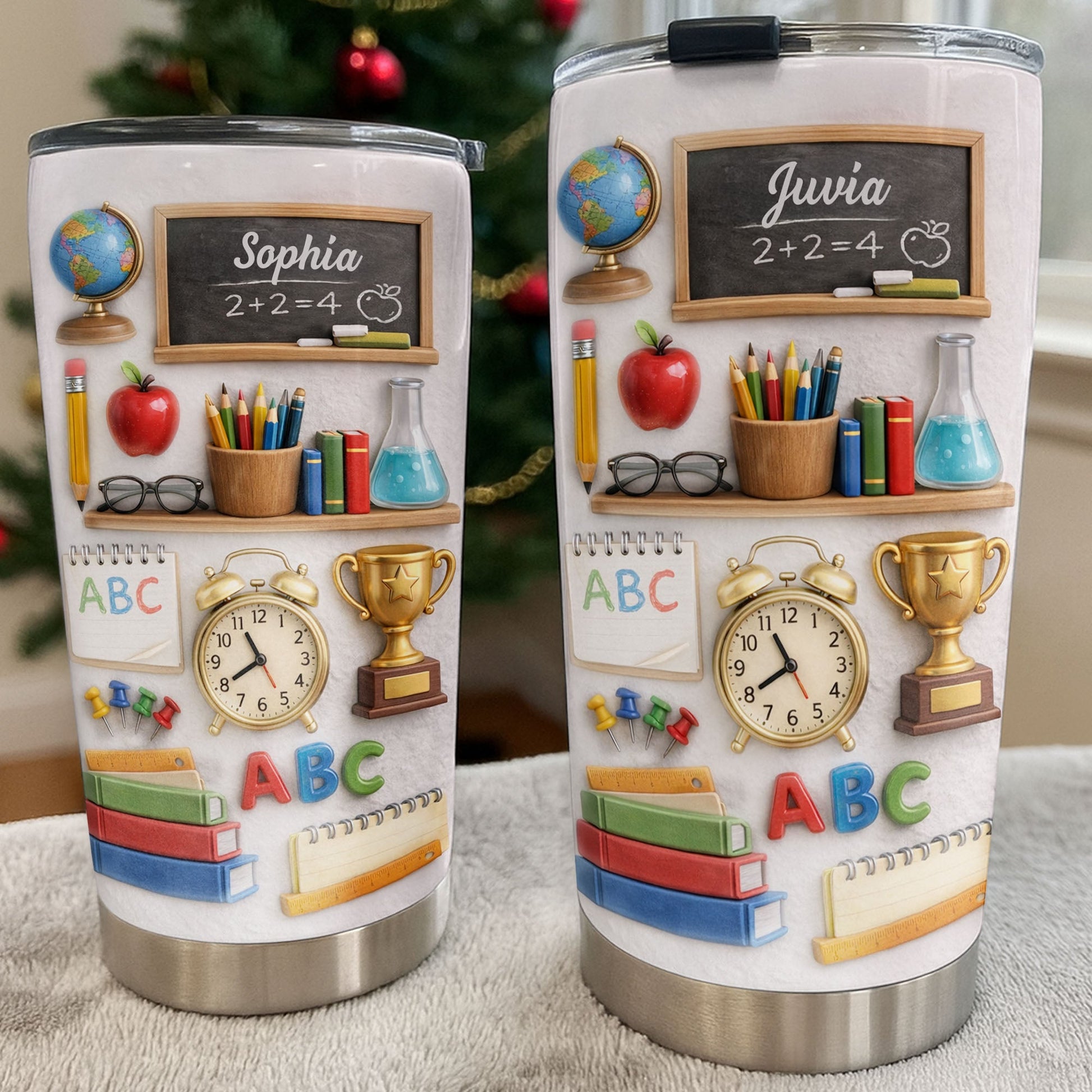 ABC School Supplies And Chalkboard Custom Teacher Gift - Personalized Custom Stainless Steel Tumbler 20oz 30oz - TEACH071_TB