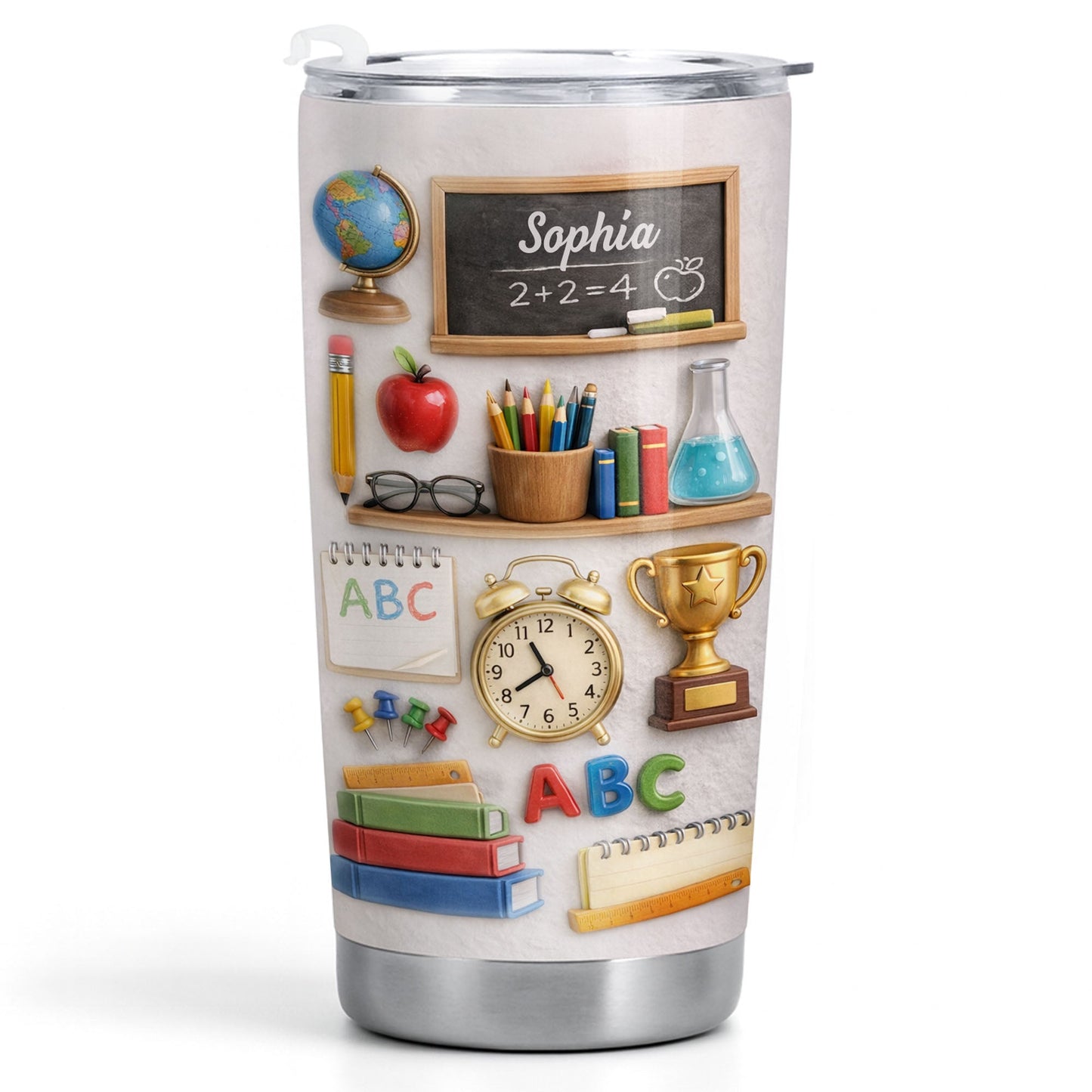 ABC School Supplies And Chalkboard Custom Teacher Gift - Personalized Custom Stainless Steel Tumbler 20oz 30oz - TEACH071_TB